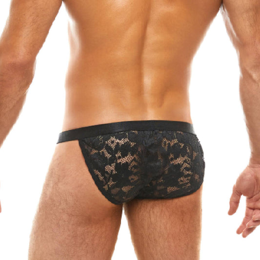 Floral Lace Tanga Brief Black